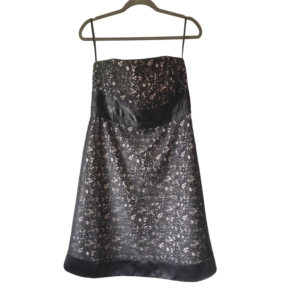 WHBM Black Lace Strapless Dress Size 10